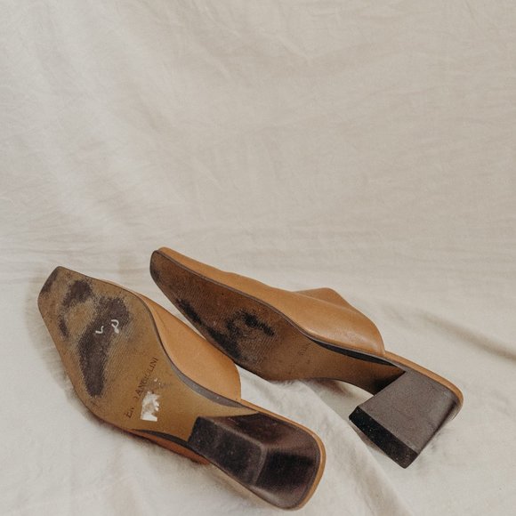 Vintage Enzo Angiolini Leather Heel Mules - Picture 5 of 6